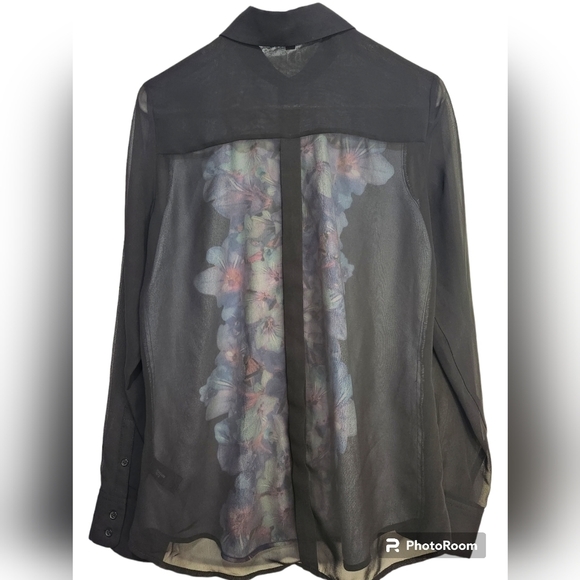 Express Collared Sheer Blouse Small Petite - Picture 5 of 6